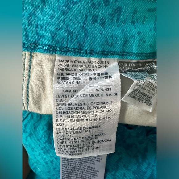 🐆Levi’s 512 Straight Jeans - Turquoise Animal Print 🐆🐆 - Picture 7 of 15